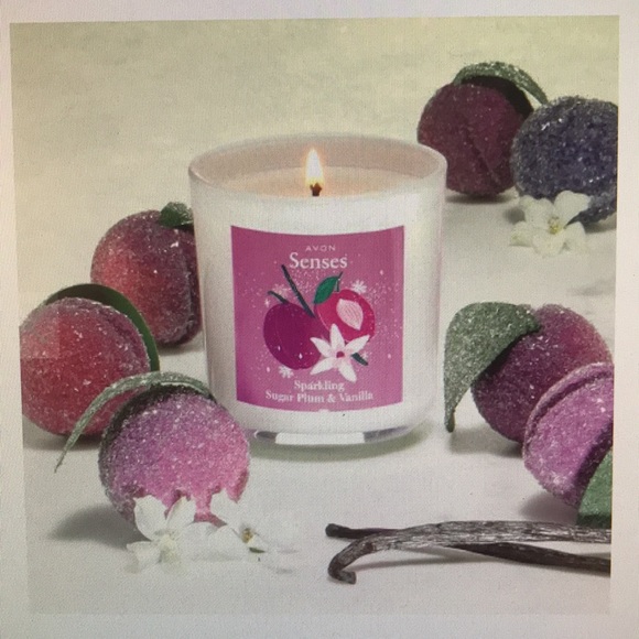 Avon Senses Sparkling Sugar Plum & Vanilla Candle. - Picture 2 of 2